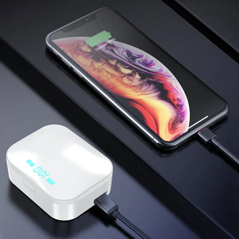 Wearable4U Wireless Bluetooth EarBuds with Charging Power Bank 1500 mAh Case