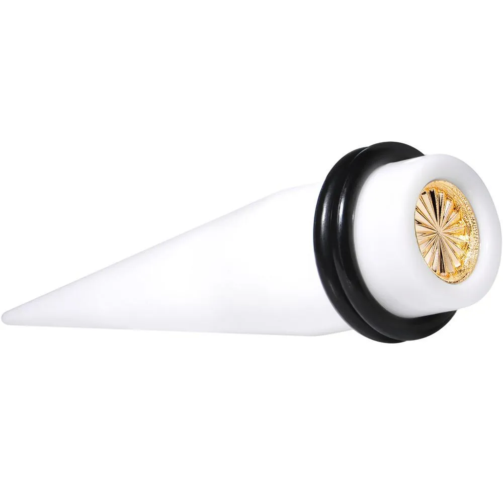 White Acrylic Gold Flashy Tire Rim Taper 2 Gauge to 20mm