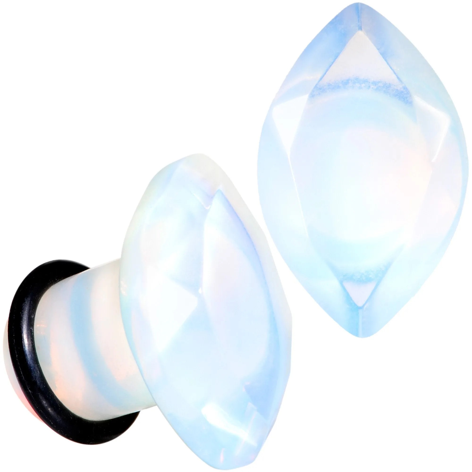 White Opalite Faceted Single Flare Plug Set 6mm to 25mm