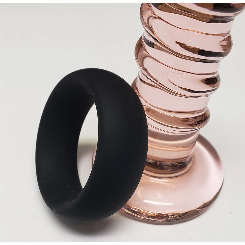 Wide Silicone Donut Ring - Black 1.5"