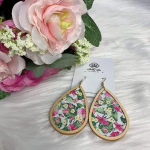 Wooden Hibiscus Earrings