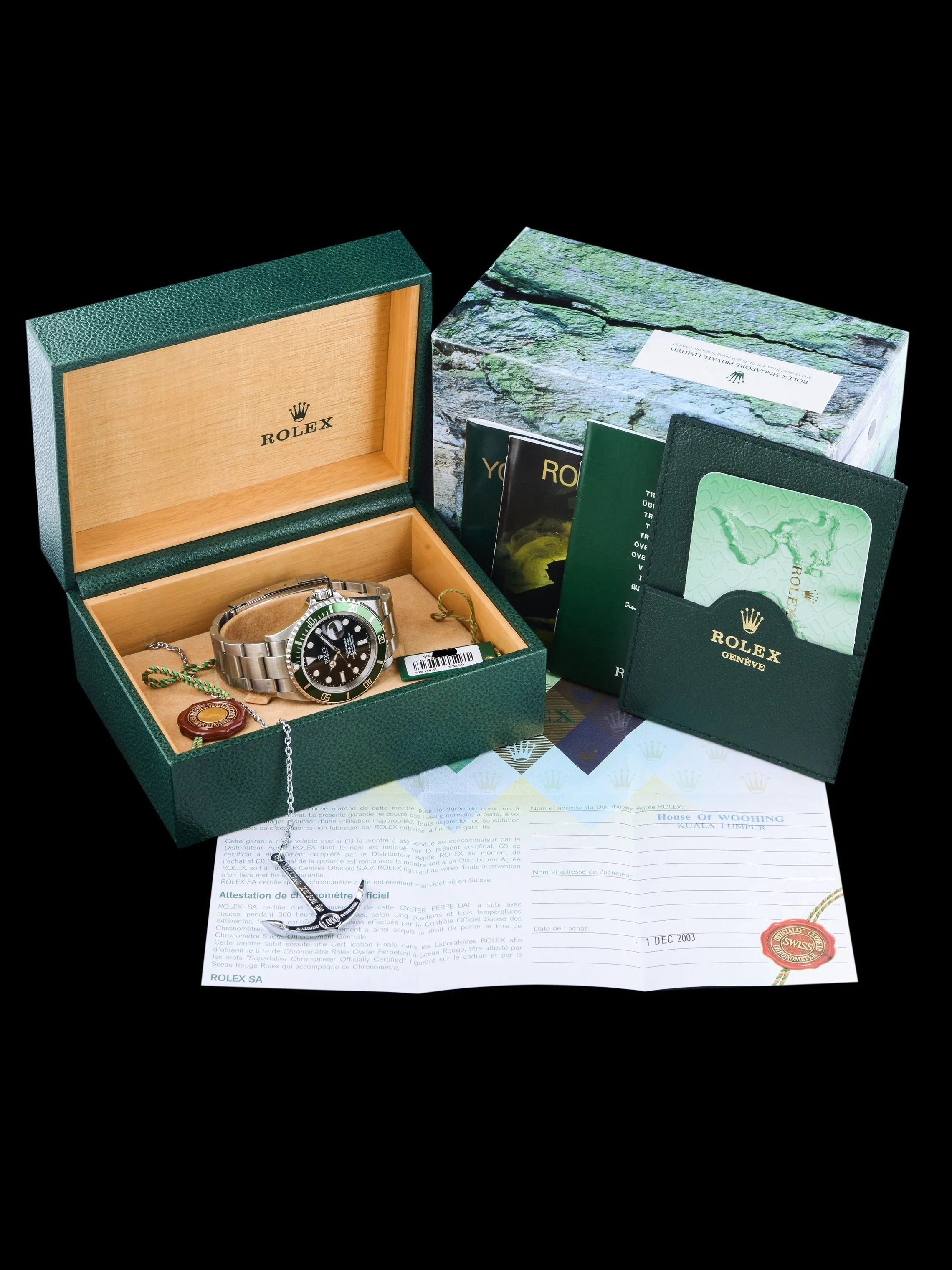 Y-Serial 2003 Rolex Green Submariner (Ref. 16610LV) Mk.1 "Flat 4" W/ Box and Papers