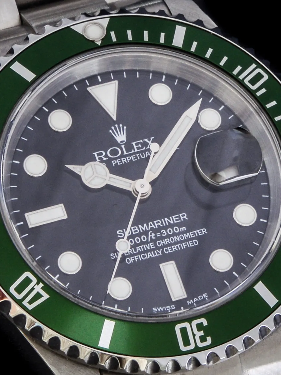 Y-Serial 2003 Rolex Green Submariner (Ref. 16610LV) Mk.1 "Flat 4" W/ Box and Papers