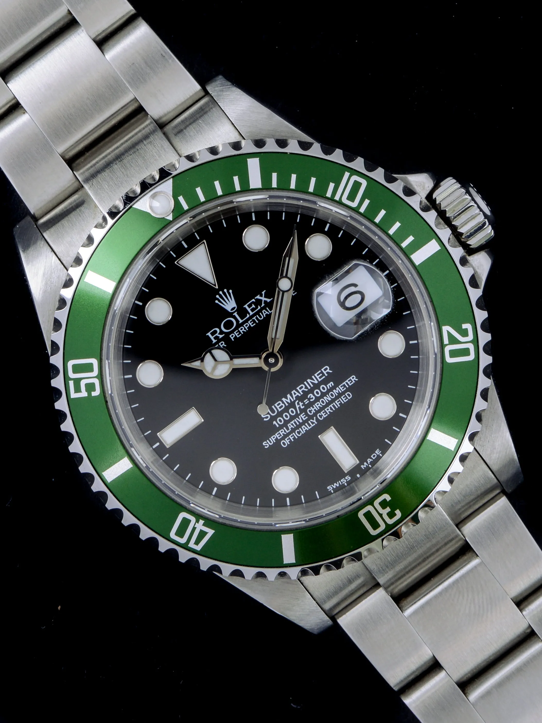 Y-Serial 2003 Rolex Green Submariner (Ref. 16610LV) Mk.1 "Flat 4" W/ Box and Papers