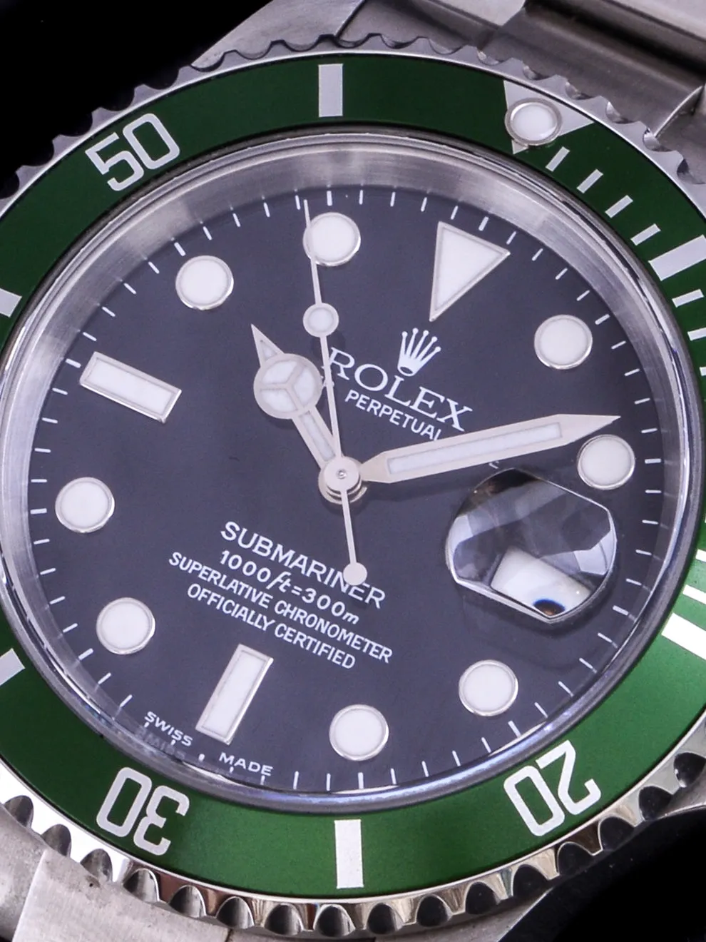 Y-Serial 2003 Rolex Green Submariner (Ref. 16610LV) Mk.1 "Flat 4" W/ Box and Papers