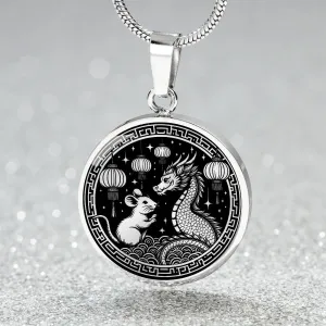 Year of The Dragon Necklace, Chinese Zodiac Animal Jewelry Gift, Lunar New Year 2024 Pendant, Engraved  Spirit Companion Rat Necklace